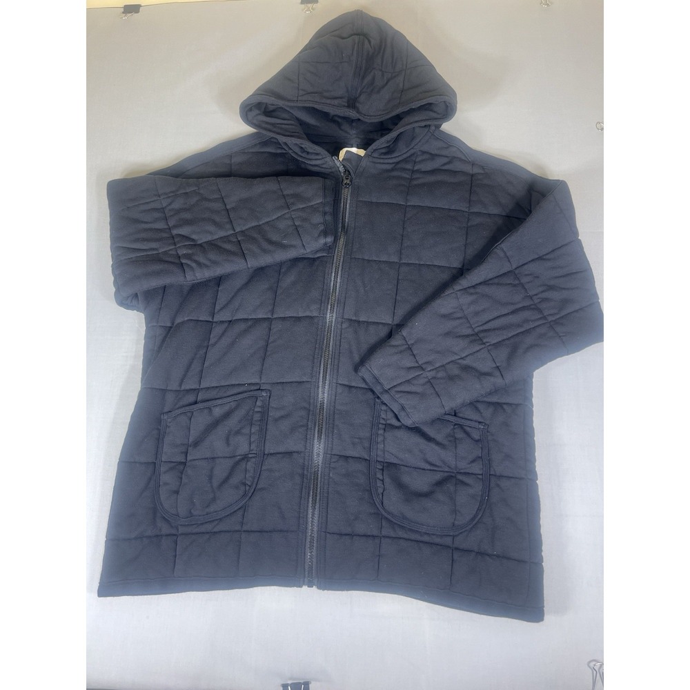 Lou & Grey Hoodie Quilted Signaturesoft Black Womens Size M